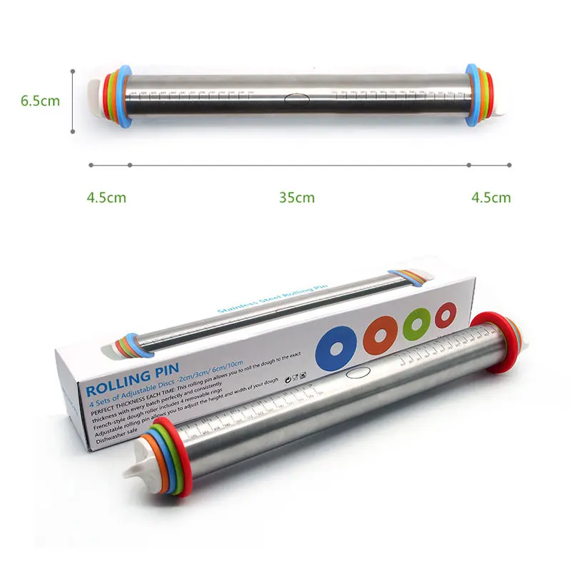 1 набор из нержавеющей стали с 4 регулируемыми кольцами. Ролик для теста