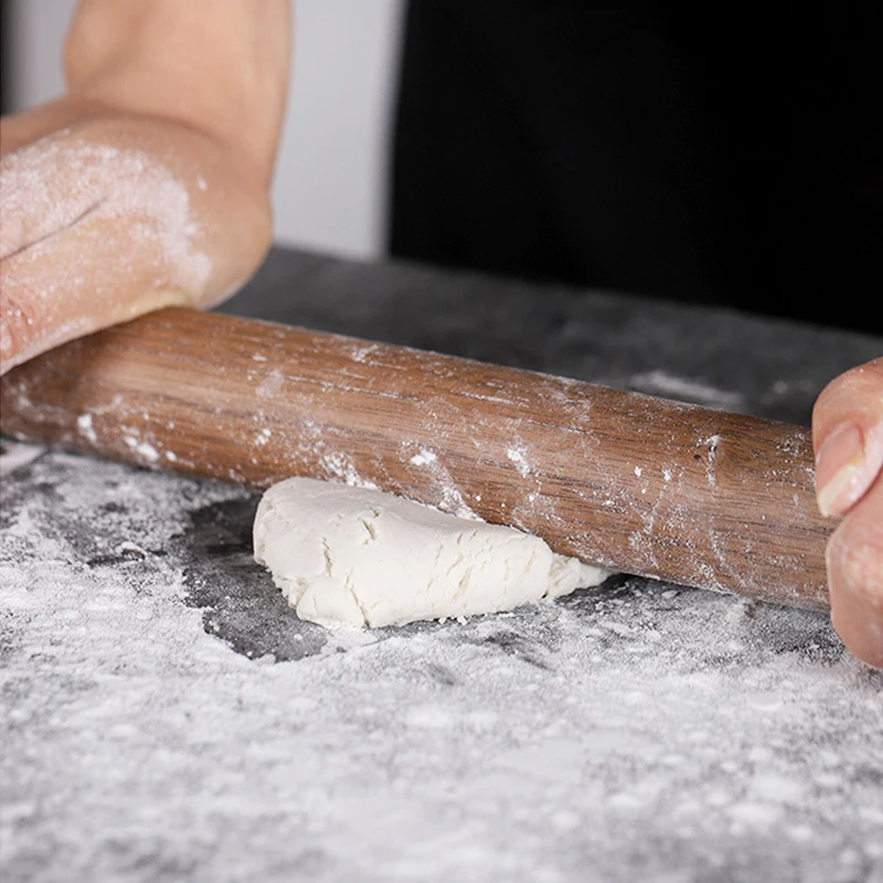 black walnut rolling pins solid wood baking accessories long size rolling pin with hole kitchen appliances tools baking gadgets free global shipping