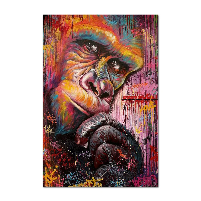 Принт с животными плакат на холсте живопись Горилла граффити настенный