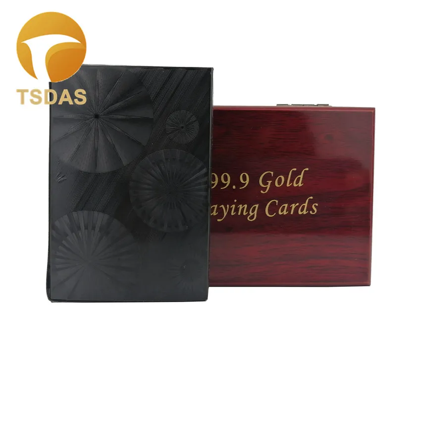 New Deck 24K Gold Playing Card With Wooden Box Black Color Poker Novelty Gifts For Lovers|Сувениры для вечеринок| |