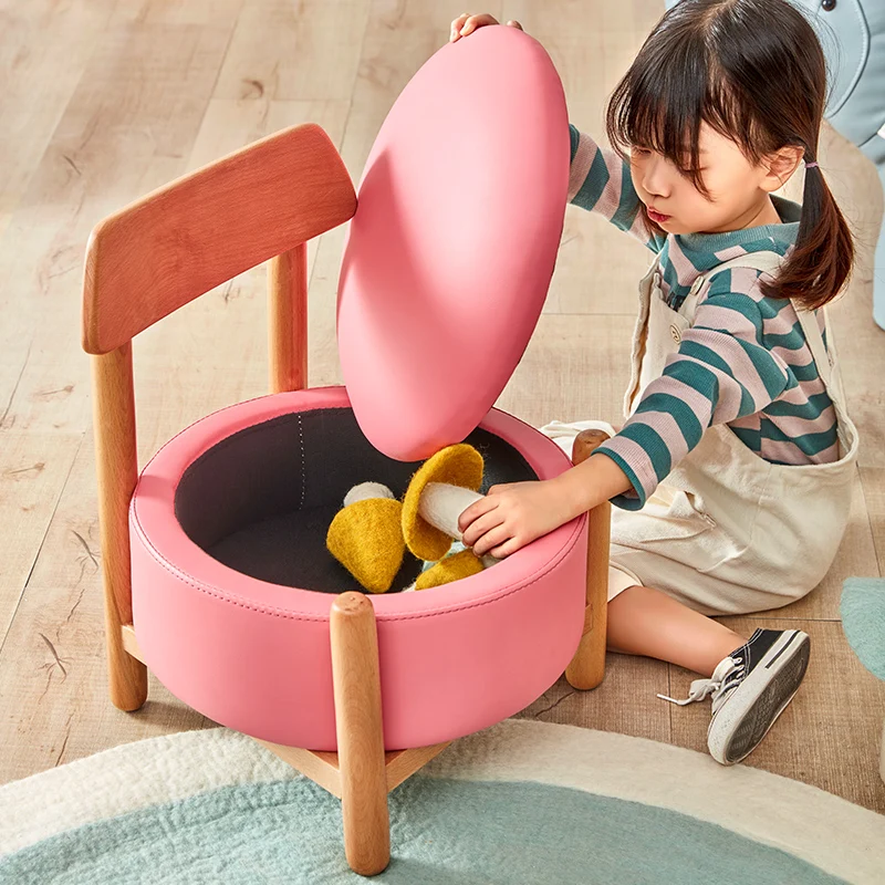 

Solid Wooden Small Stool Baby Sitting Room Sofa Stools Personality Lovely Round Chair Household Furniture