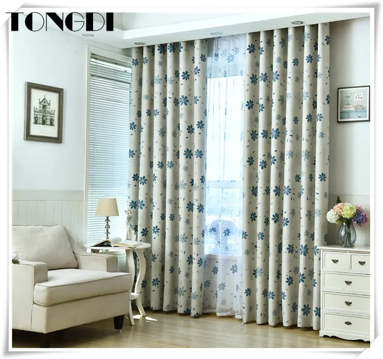 

TONGDI Blackout Curtains Pastoral Elegant Floral Leaves Printing Luxury Decora For Parlour Home All Season Bedroom Living Room