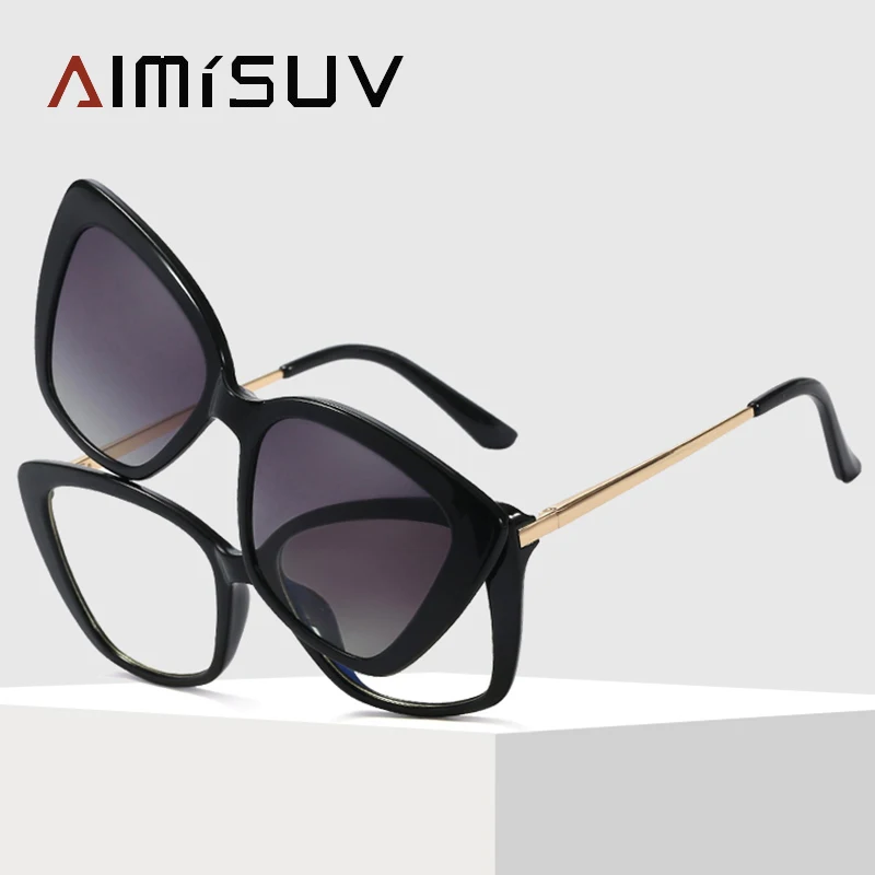 

AIMISUV Luxury Brand Clip-On Polarized Sunglasses Women Classic Cateye Computer Glasses Prescription Custom Eyewear Frames UV400