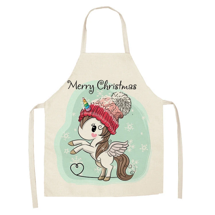 Хлопковые и льняные фартуки с мультяшным рисунком рождественской тематики