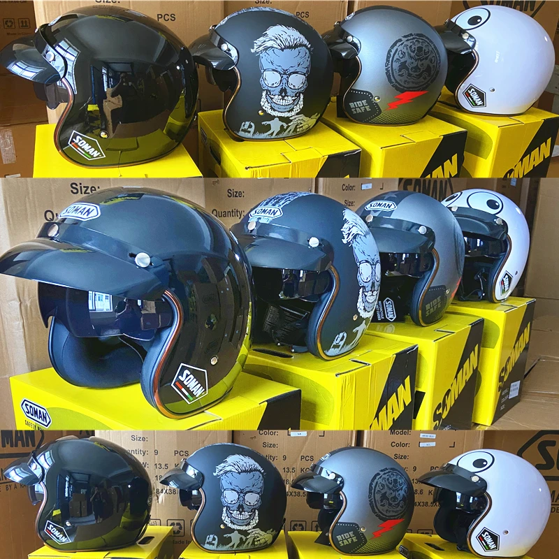 Винтажный мотоциклетный шлем для Harley Ducati BMW Kawasaki Honda Suzuki Yamaha Мужской винтажный на
