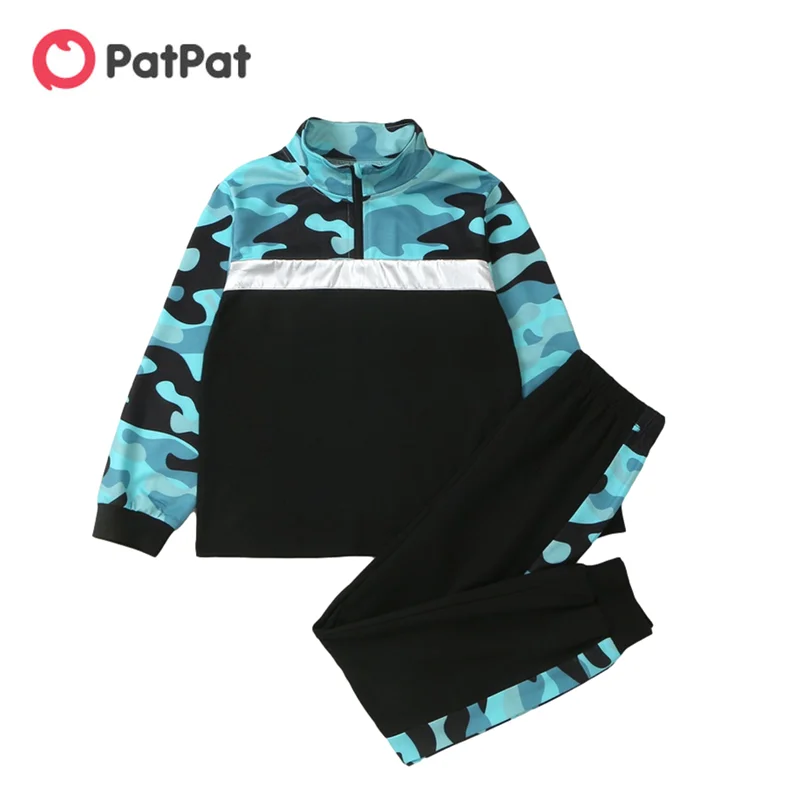 

PatPat New Arrival 2021 Spring and Autumn Kid Boy Trendy Camouflage Top and Pants Set 2pcs Kid Boy Pants suits Children's Sets