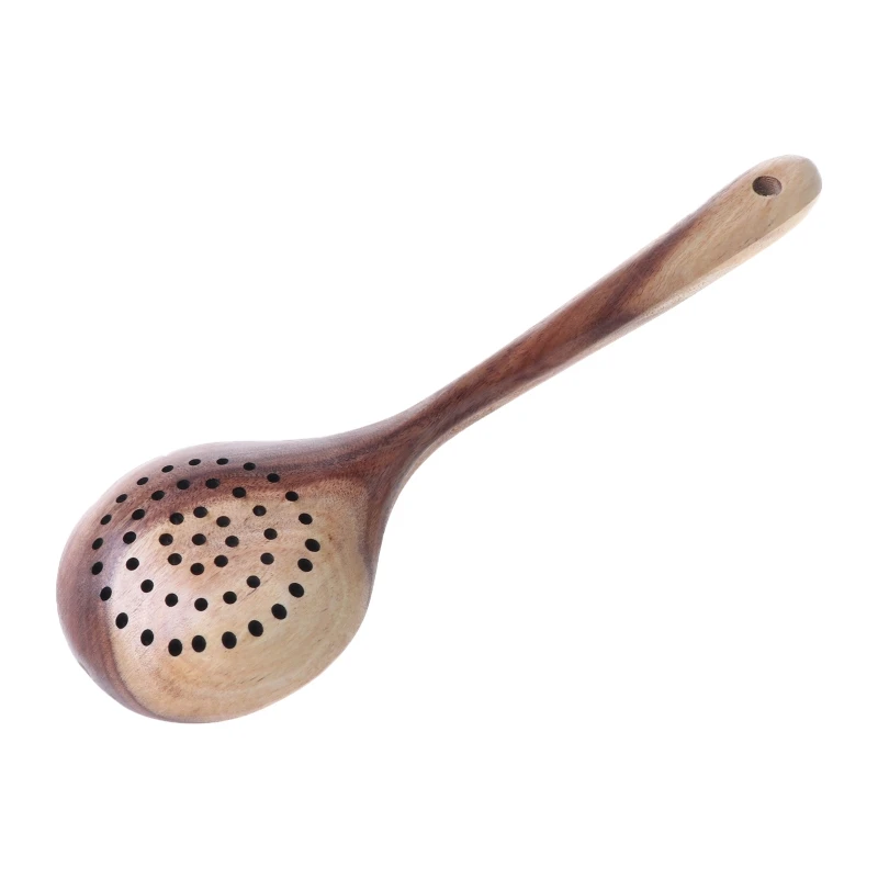 

C5AD Long Handled Strainer Spoon Wooden Skimmer Utensils Cooking Tools