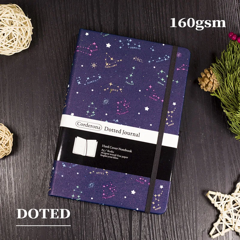 Zodiac A5 160gsm Bullet Dotted Journal Hard Cover Elastic Band Ultra Thick Paper Planner Notebook