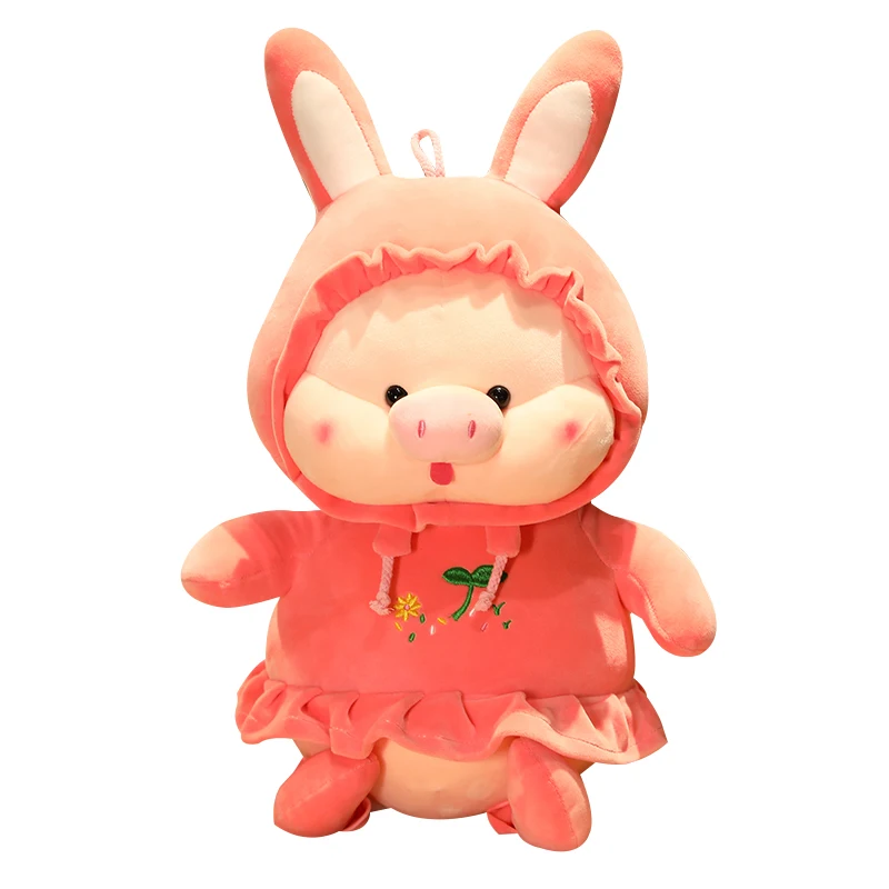 

candice guo cute plush toy lovely animal cartoon dress pig piggy turn to cat tiger rabbit soft doll birthday Christmas gift 1pc