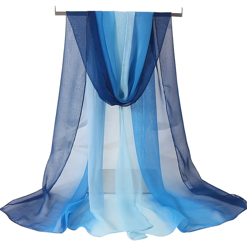 

Fashion Gradient Splicing Spring/Summer Women Beach Silk Scarf Shawls Female Long Wraps Beach Sunscreen Hijab Lady Scarves Gift