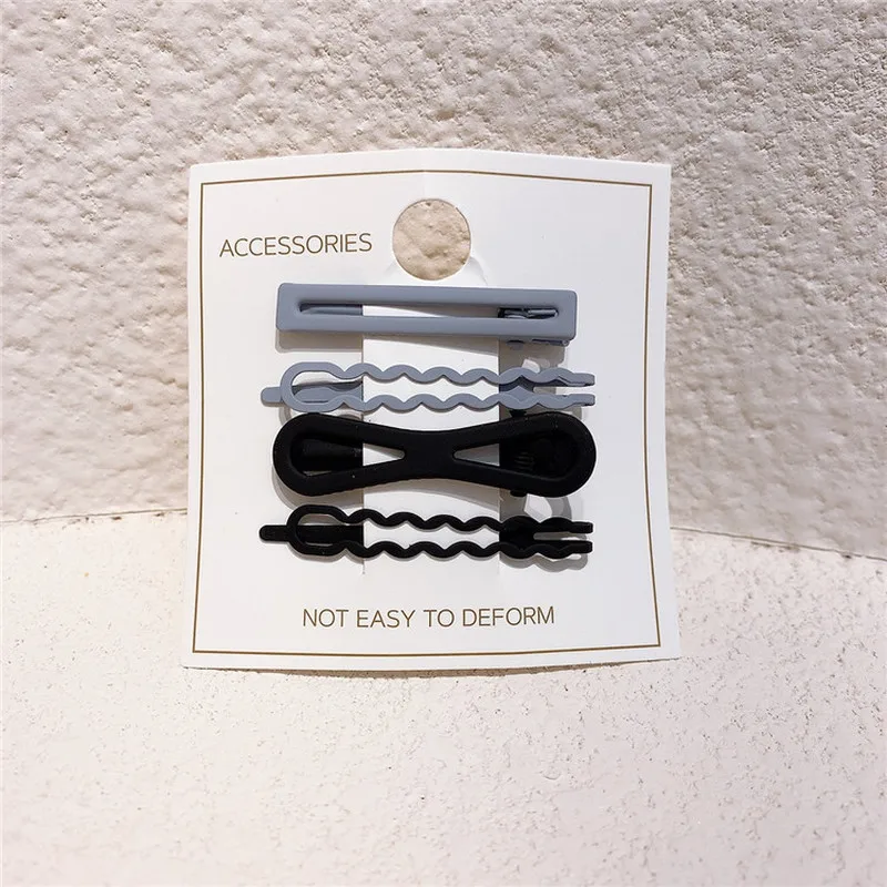

4 Pcs Korea Fashion Children's Headwear Simple Colorful Wave Hairpin Kids Hair Accessories Sweet Girl Princess Duckbill Clip