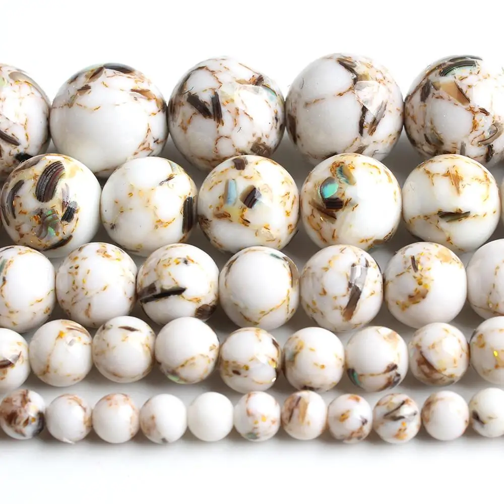 Бусины Из Белого Камня Howlite круглые бусины россыпью в виде ракушек для