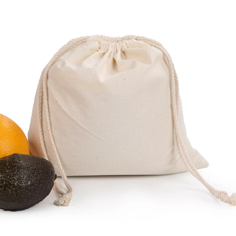 Набор из 6 Хлопковый мешок с двойной кулиской для рисовой муки сумка покупок