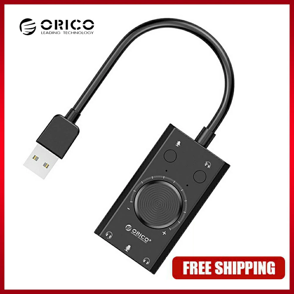 Внешняя звуковая USB-карта ORICO SC2 адаптер звуковой карты для наушников с 3 портами и
