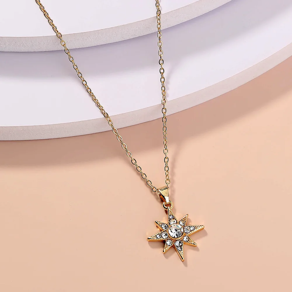 

Sun Octagonal Pendant Necklace Gold Color Religious Chain Choker Necklace Women Aesthetic Necklace Party Fashion Jewelry Gifts