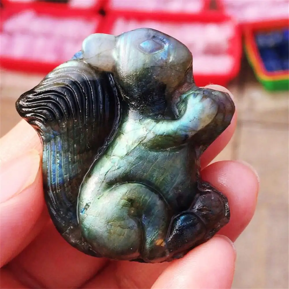 1 шт. AAAA Красивая кристальная Резьба Натуральный ручной работы Лабрадор камень