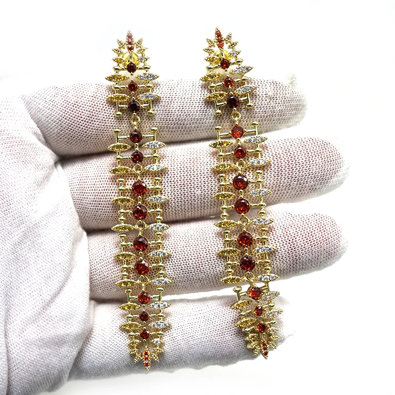 

Роскошные геометрические серьги 80 мм с зеркальным покрытием, свадебные серьги-подвески с фианитами, модные ювелирные украшения