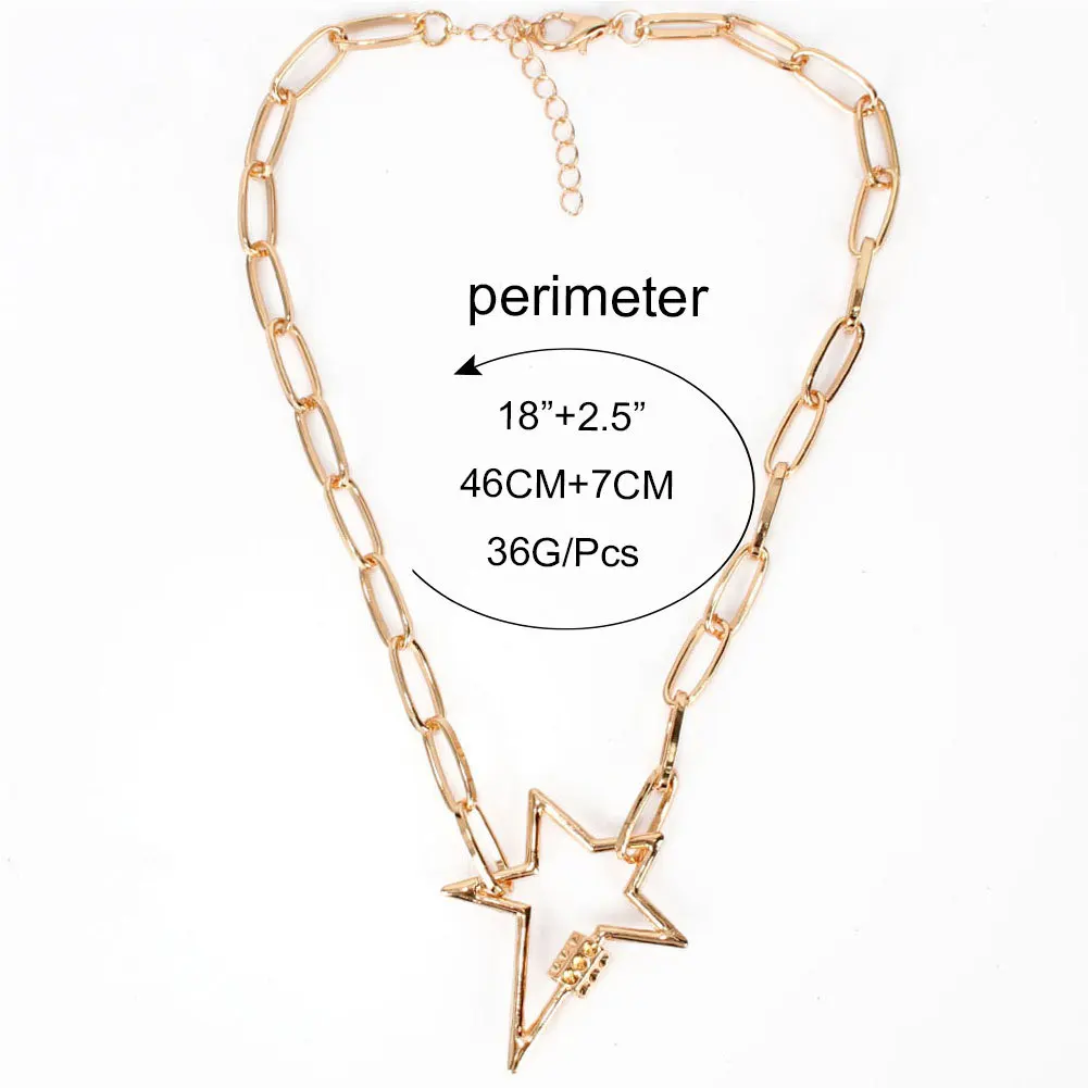 Простое Ожерелье в европейском и американском стиле молния пентаграмма застежка