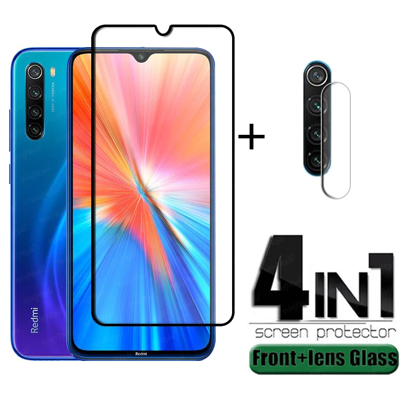 Protector de pantalla 4 en 1 para Xiaomi, cristal templado HD para Redmi Note 8, 9 S, 10 Pro, 2021-0