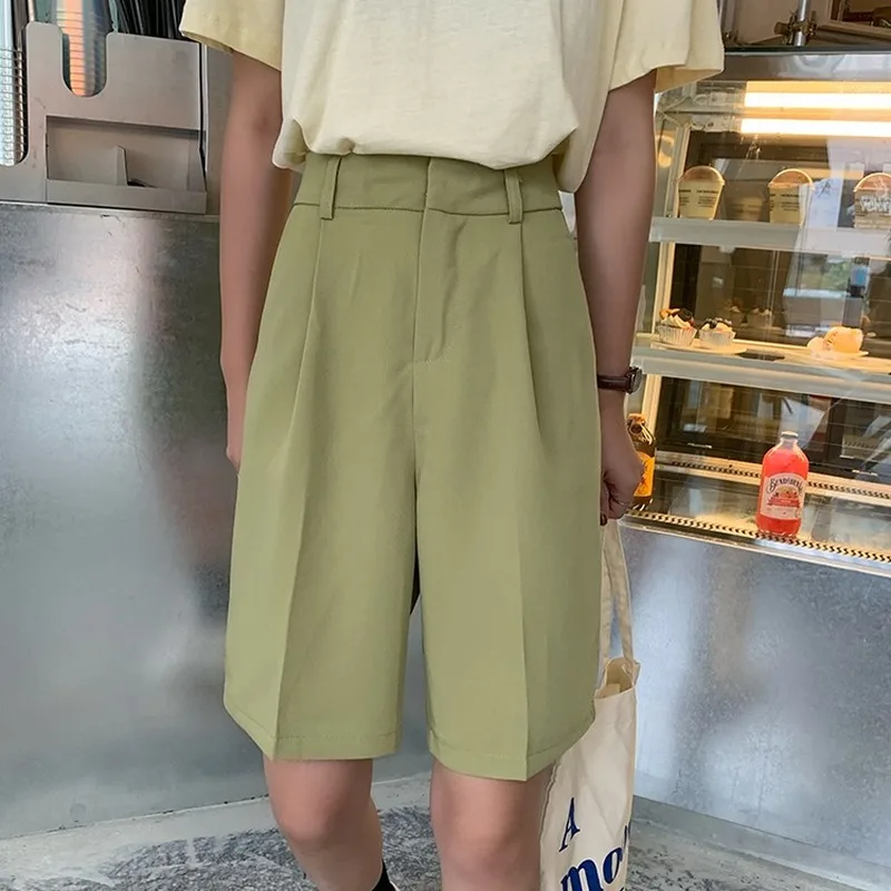 

2021 Spring and Autumn Fashion High Waist Women Pants Casual Half- Length Sashes Belted Women Loose Pockets Trousers 11311