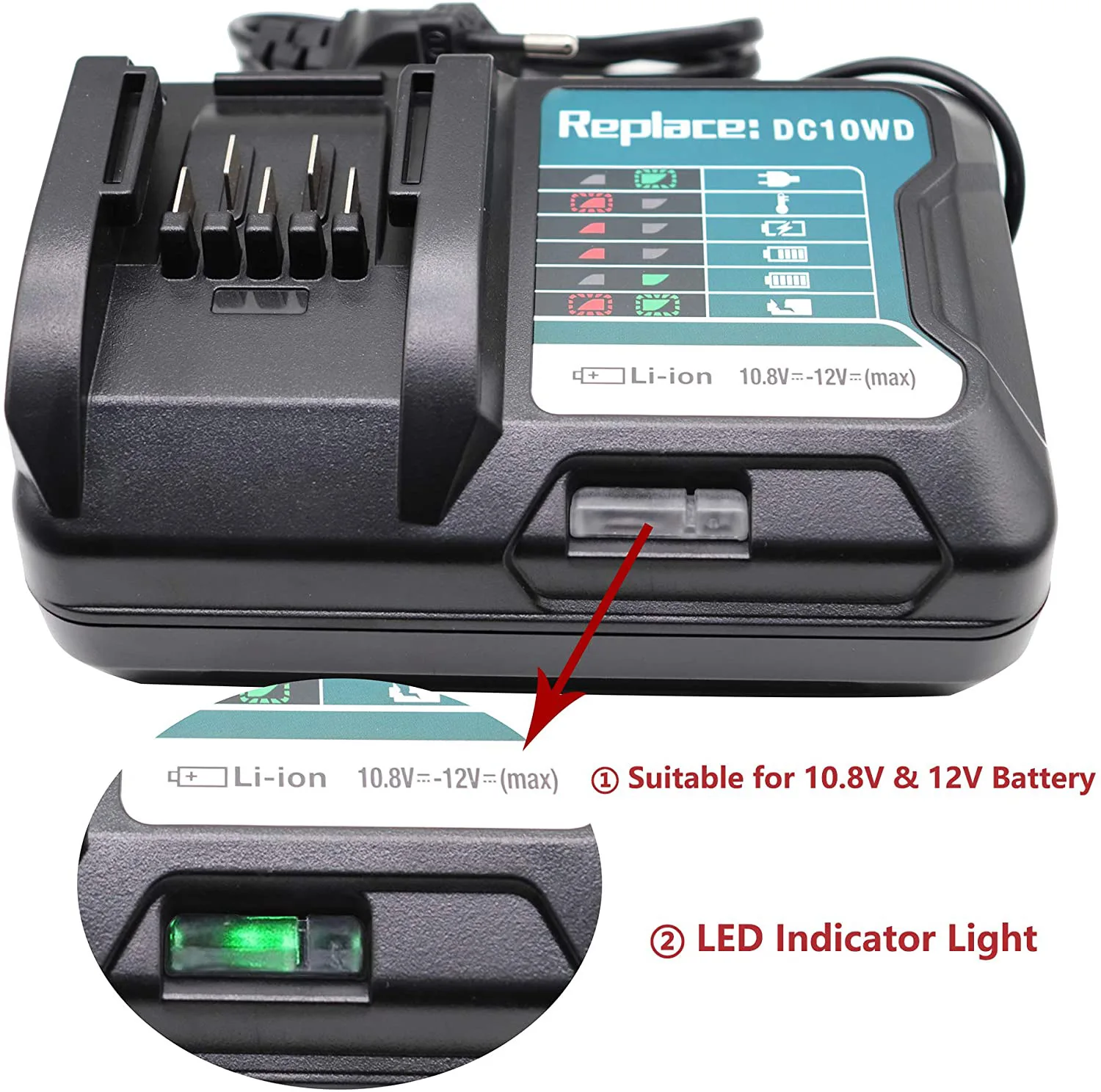 DC10WD Зарядное устройство Заменить для MAKITA батарея 10 8 V 12V BL1016 BL1040B BL1015B BL1020B BL10DC10SA