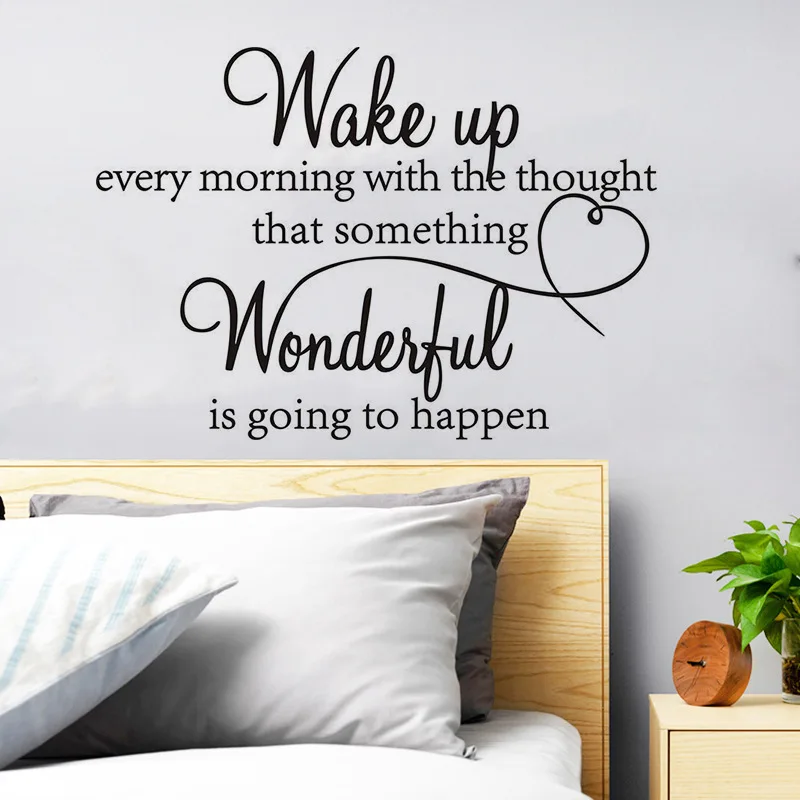 

Artistic Fonts Letters Wall Sticker DIY Art Removable Morning Wake Up Mural Bedroom Wall Decals Wallstickers Home Room Decor