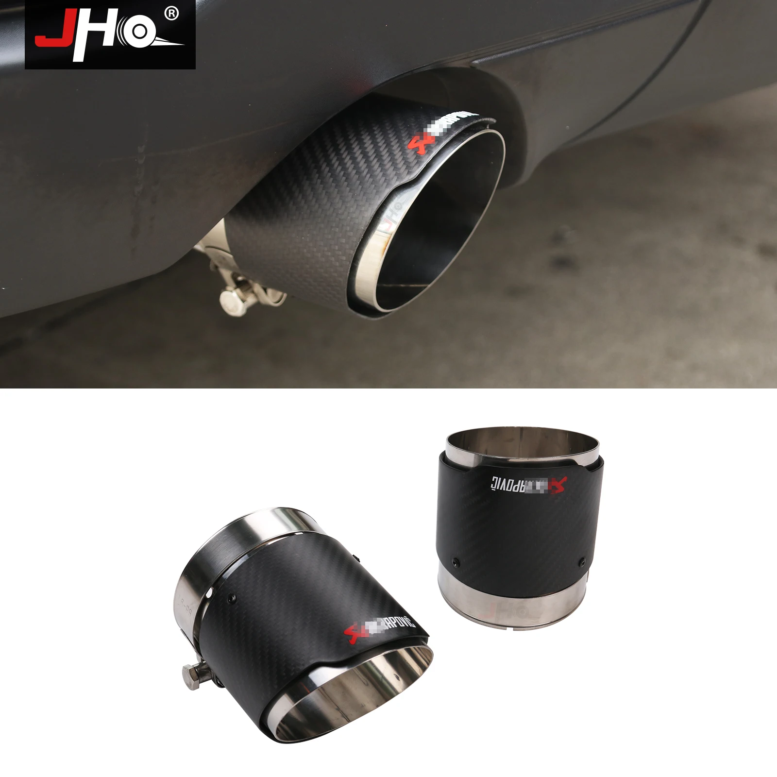 JHO CUSTOM FIT Carbon Grain Rear Exhaust Pipe Tail Muffler Tip For Jeep Grand Cherokee 2011-2021 Limited 2018 Car Accessories