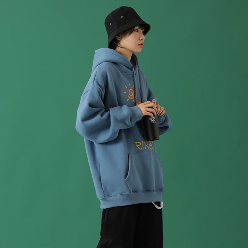 Новинка 2020 женские толстовки большого размера с капюшоном теплые свободные