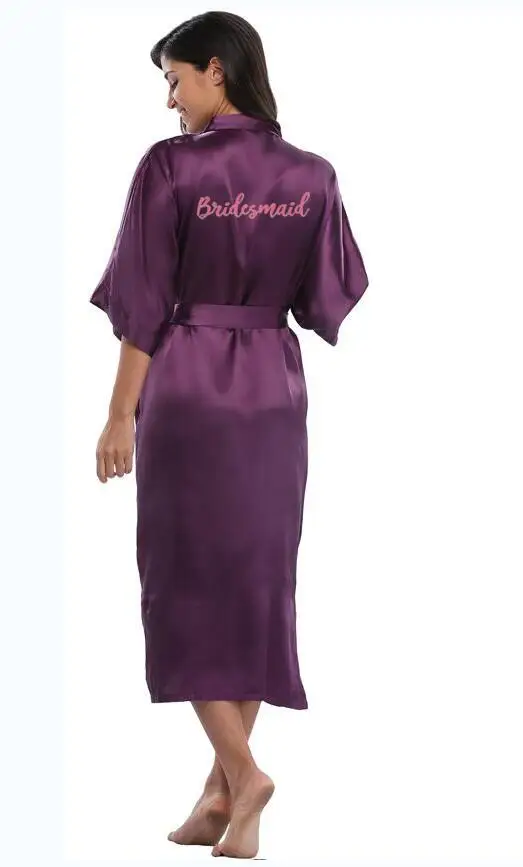 Фиолетовое Женское платье Горячая Распродажа халат из искусственного шелка