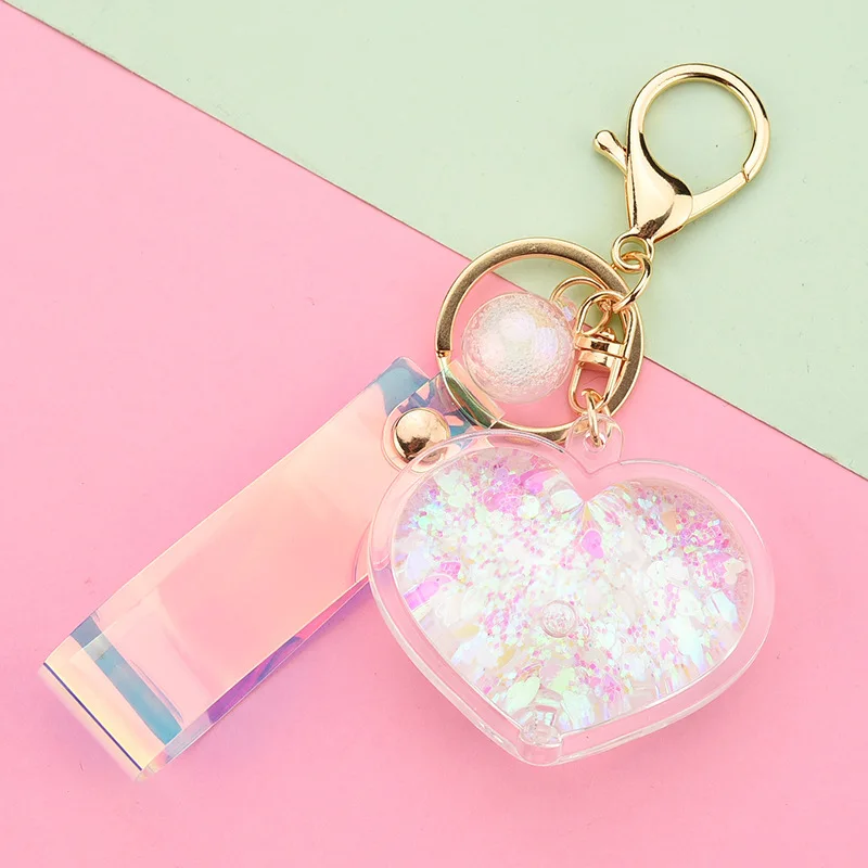Сердце подвижное жидкое кольцо для ключей женщин фантазия брелок сумка