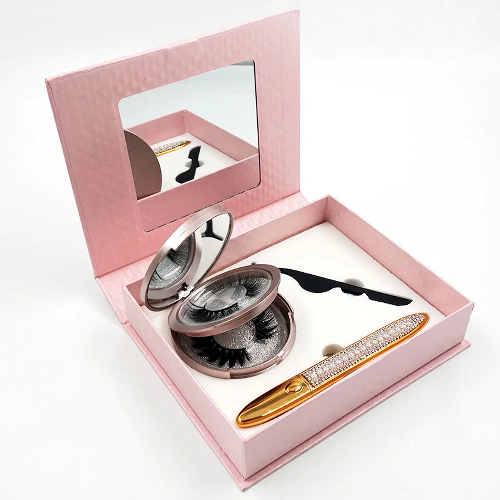 

Набор волшебной подводки для глаз с зеркалом, 2 пары пинцетов для ресниц, индивидуальный ярлык, клейкая подводка для глаз, оптовая продажа