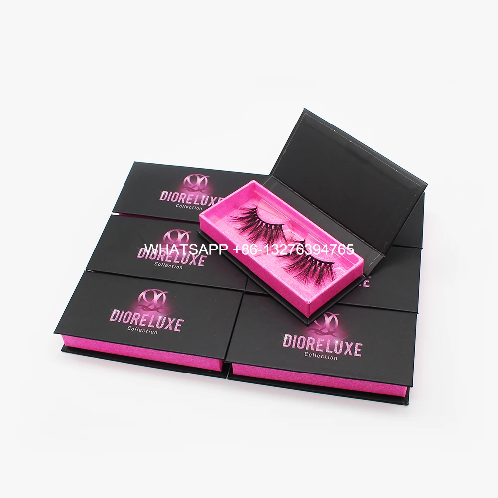 

Luxury Black Lash Case With Tray Custom Lash Case With Your Logo 100% Handmade Mink Eyelash Supplier Hot Pink Glitter Lashes Box