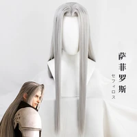 100cm silver long sephiroth wigs heat resistance fiber mens game synthetic hair cosplay costume wigs wig cap