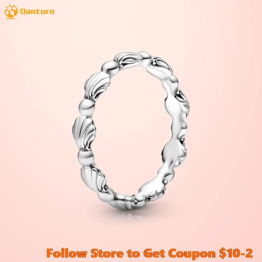 

Danturn New 925 Sterling Silver Rings Beaded Seashell Band Ring Original 925 Silver European Ring Women DIY Jewelry Making Gift