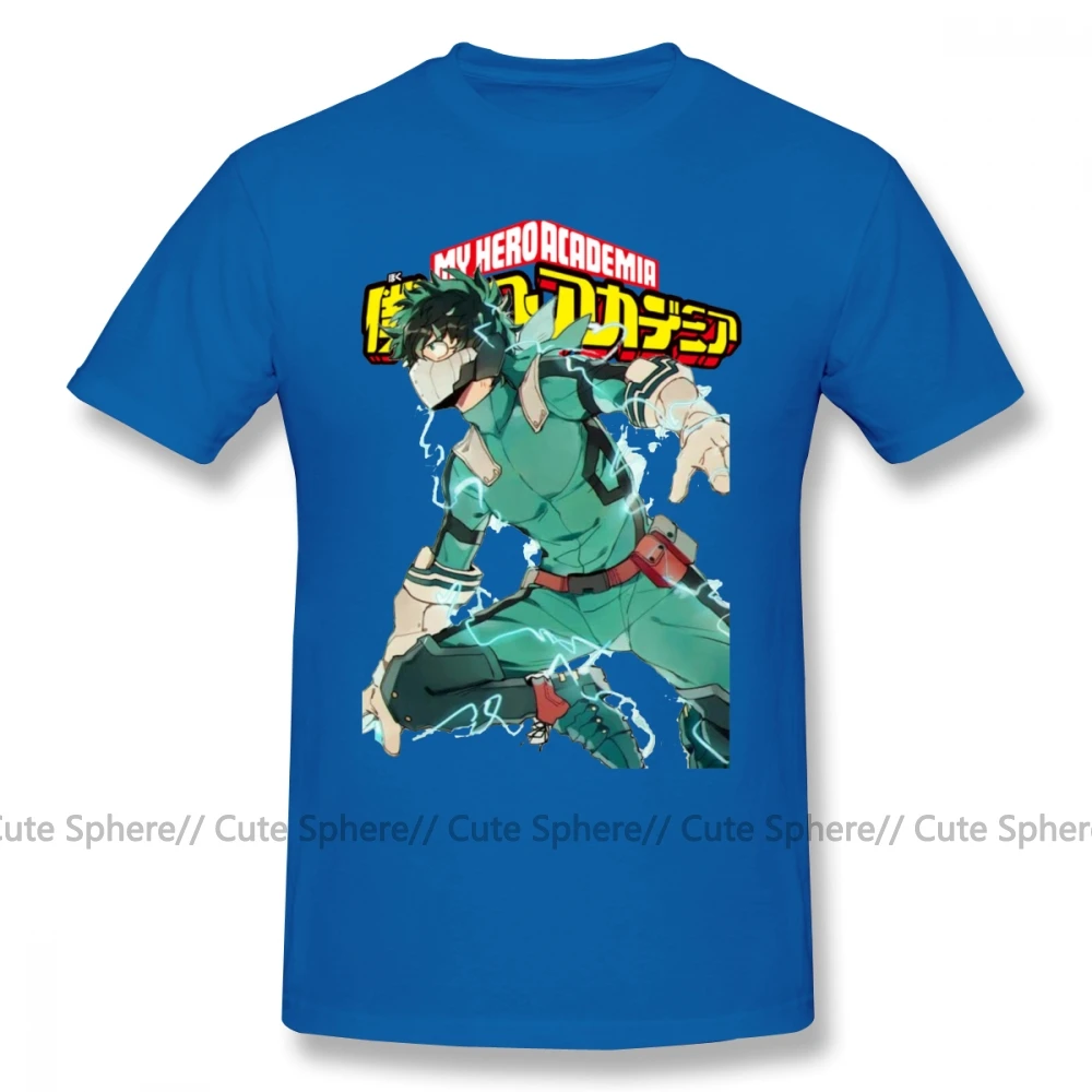 Deku футболка Deku с полным воротником, футболка My Hero Academy, потрясающая Базовая футболка, футболка из 100 хлопка с принтом XXX Man, футболка - Цвет: Blue