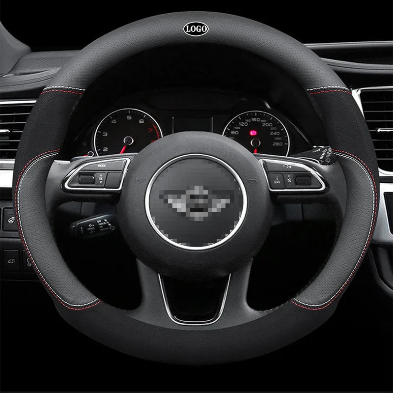 

Genuine Leather Car Steering Wheel Cover 15 inch/38cm for MINI Cooper Clubman Paceman JCW F56 R55 F55 F56 R58 R60 R61 F57 2019