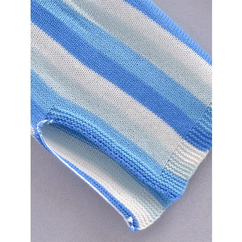 

VUWWYV Za 2021 Striped Pants Women High Waist Knit Summer Pants Woman Vintage Streetwear Trousers Women Straight Leg Pants Suits