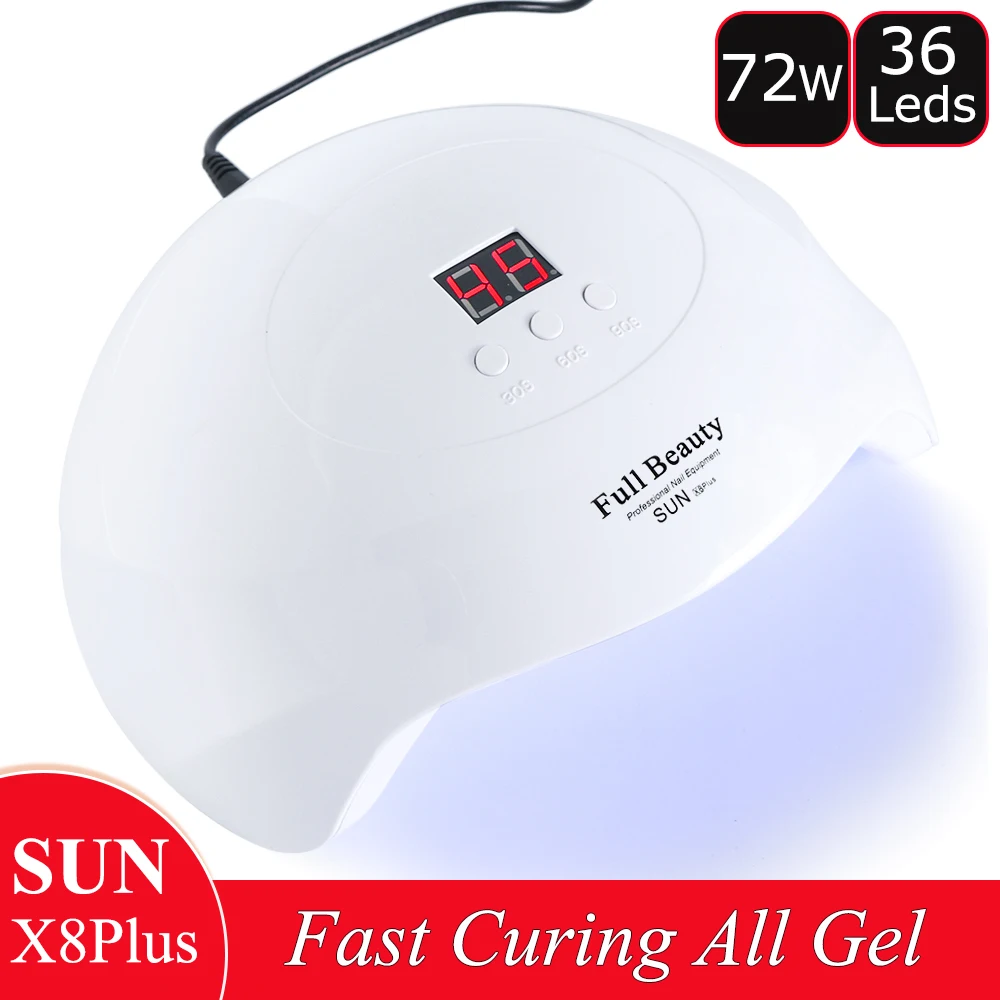 72 Вт Светодиодный светильник для ногтей быстро отвержденный гель с 36