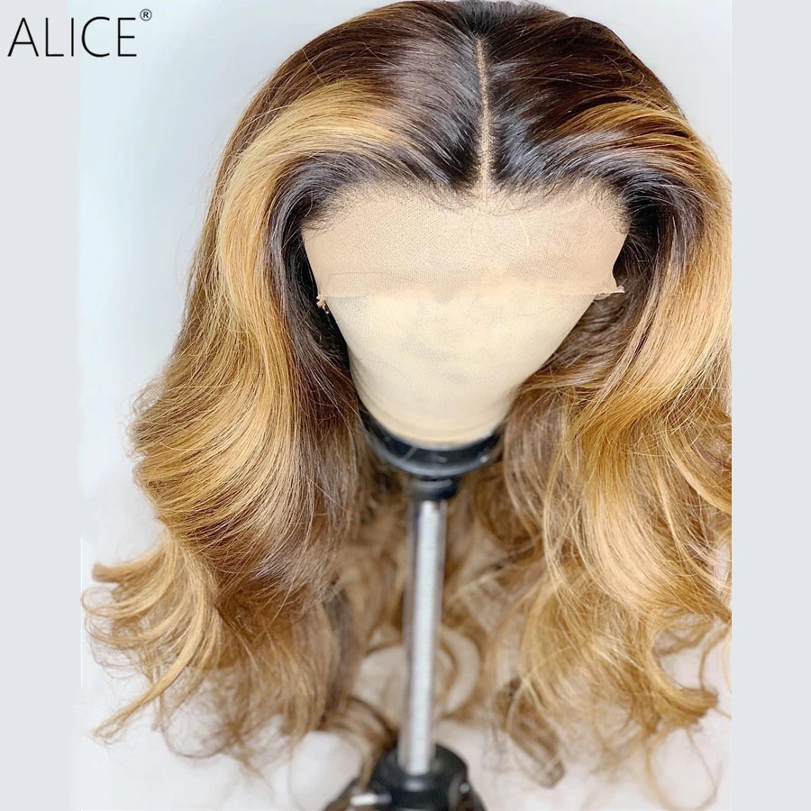 ALICE Ombre волна 13 × 4 T-part кружевные передние человеческие волосы парики кожа головы