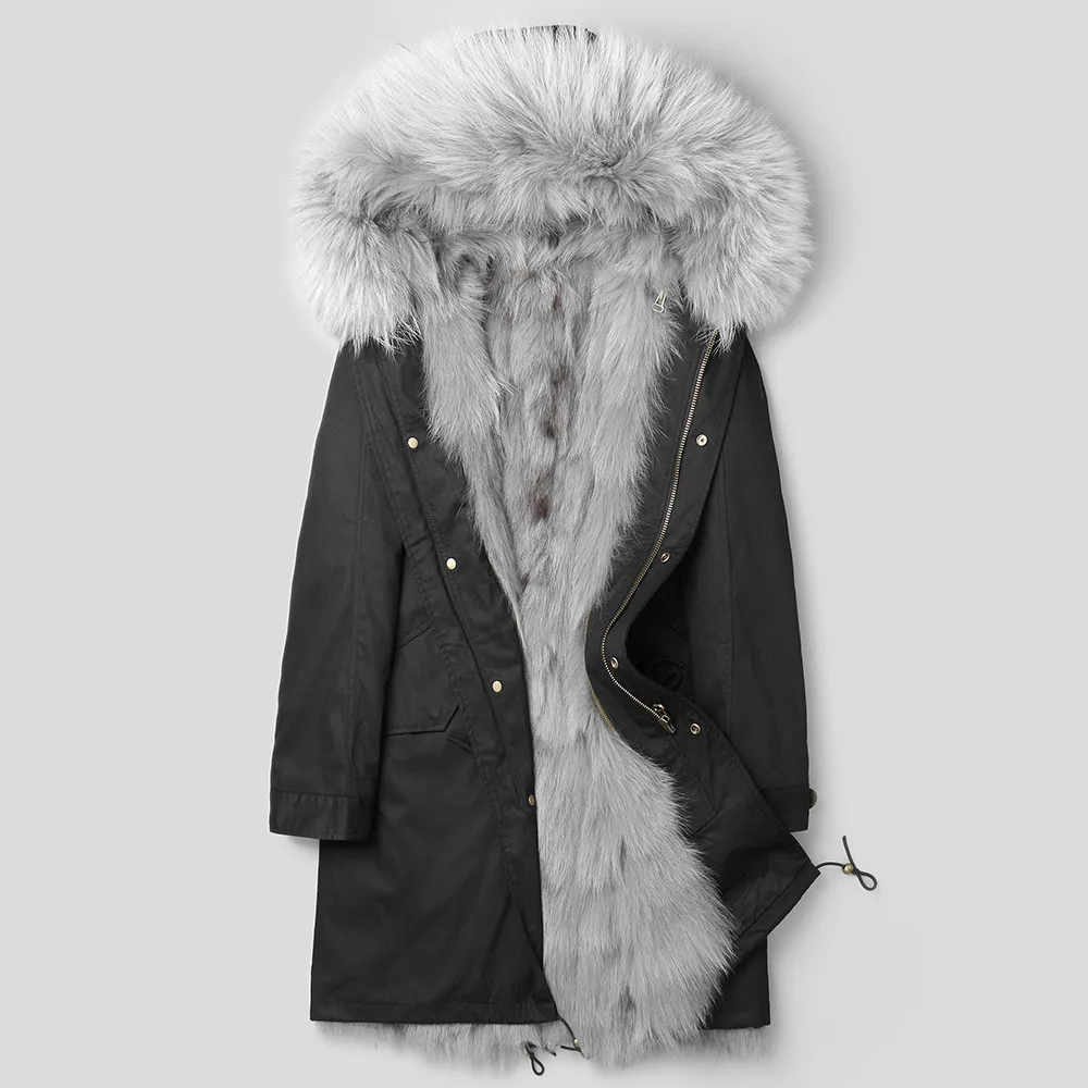 

Real Fur Coat Winter Jacket Men Natural Fox and Mink Fur Liner Parka Men Raccoon Fur Collar Luxury Warm Parkas Plus Size MY1870