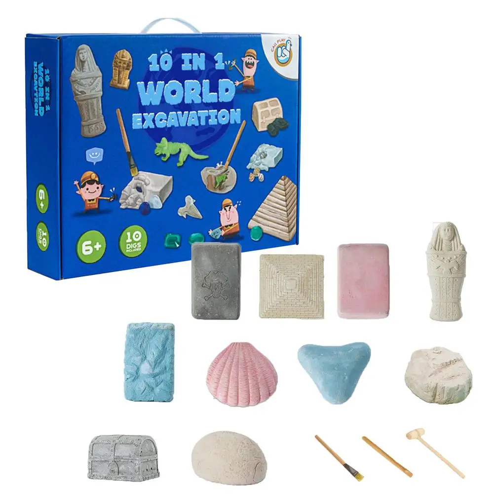 

10pcs Educational World Relics Excavation Toys Archaeological Dig Toy For Children Gifts Christmas Countdown Advent Calendar Toy