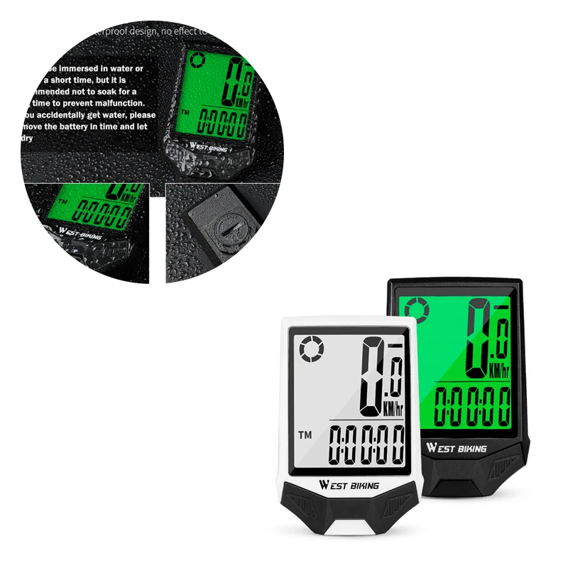 

Bicycle Speedometer Waterproof Bike Code Table Luminous Anti-jamming English Wireless Large Screen Speedometer Bike Accessories
