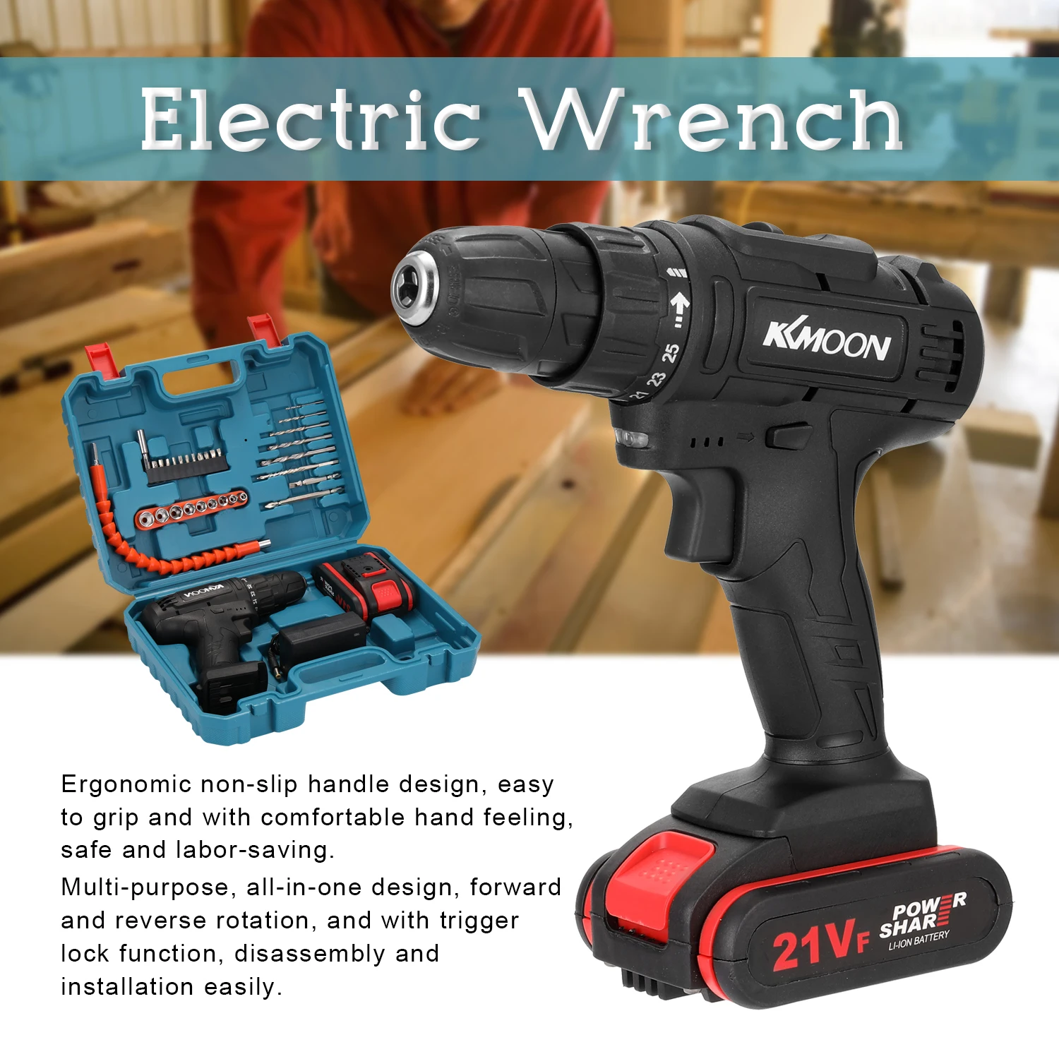 21V Household Electric Drill Multifuctional Screwdriver Mini Rotation Ways Speeds Adjustable Torques | Инструменты