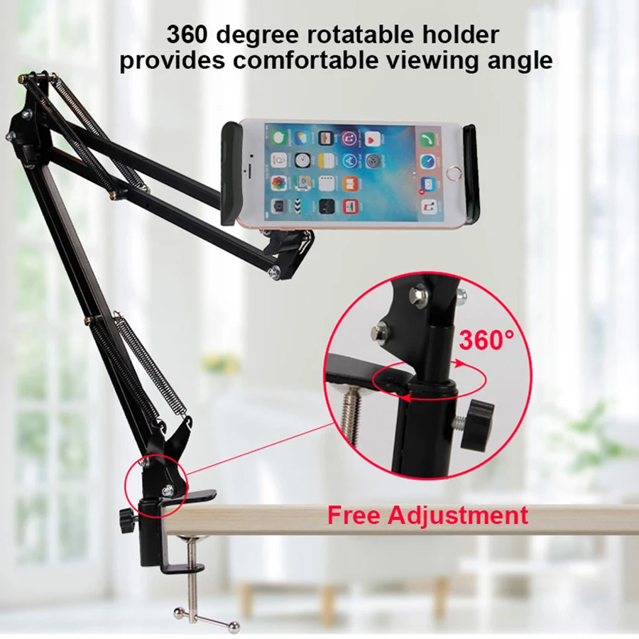 mamen 360 rotating flexible long arm mobile phone tablet holder desktop bed lazy bracket phone stand for huawei xiaomi iphone free global shipping