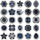 6 шт.лот Новые 18 мм кнопки ювелирные изделия Стразы смешанные чернила синие кнопки ювелирные изделия застежки подходит для 18 мм браслета ожерелья ювелирные изделия