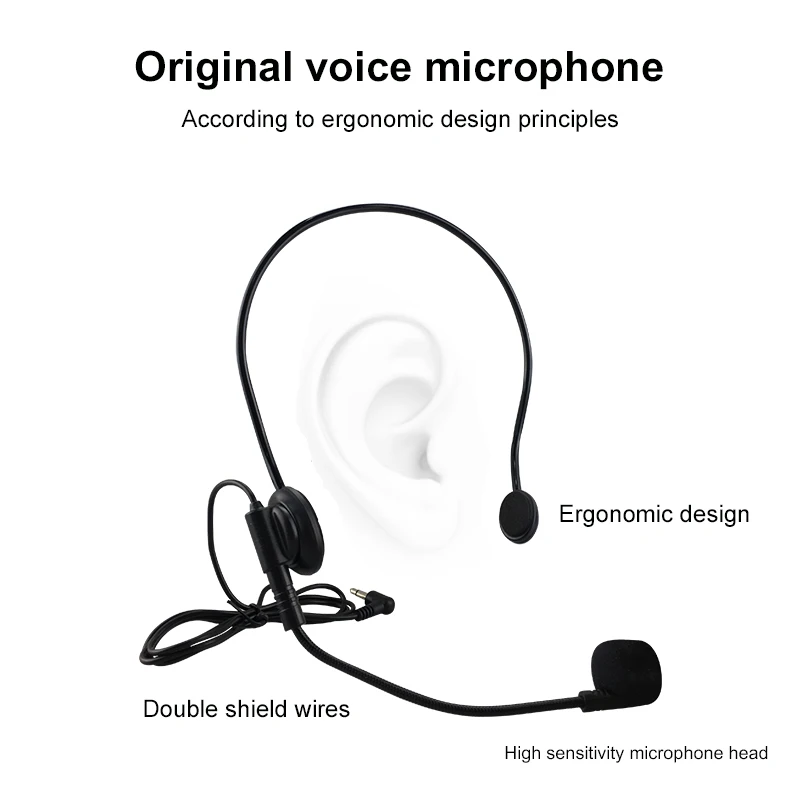 SHIDU 10W Перезаряжаемый голосовой усилитель Портативный профессор Проводной микрофон Мини аудио Натуральная стерео-колонка Для учителя S258 on.