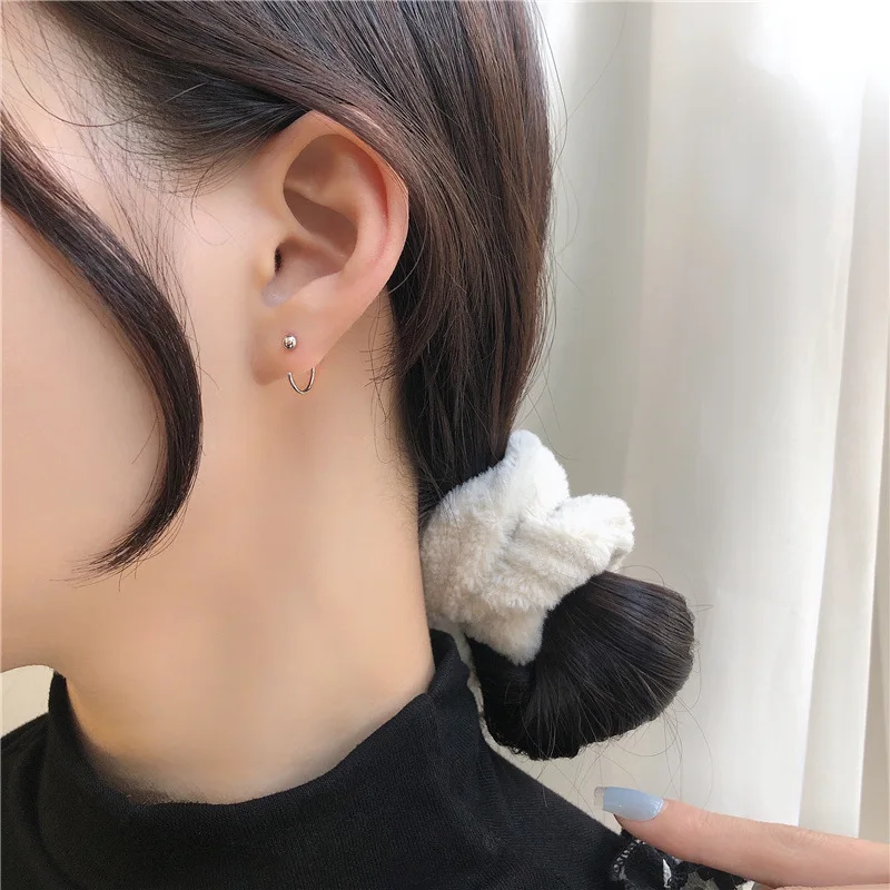 Минималистичные Двойные серьги гвоздики с золотыми бусинами круглые