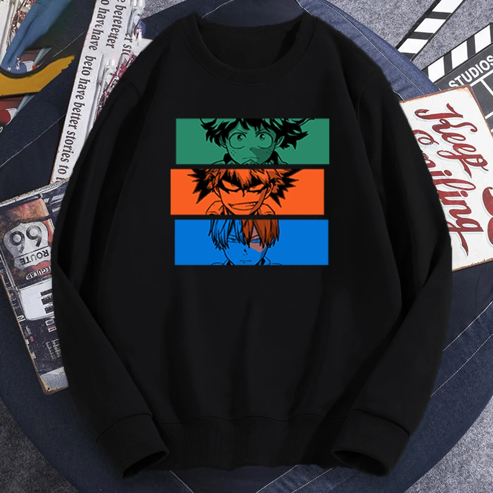 

Funny Japan Anime Pullover Hip Hop My Hero Academia Men Sweatshirts Casual Loose Simple Sweatshirt Autumn Warm Mens Streetwear