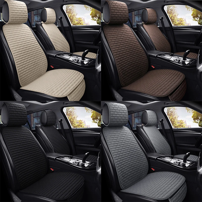 

Linen Flax Car Seat Cover Protector Front Seat Back Cushion Pad Mat Auto Front Automotive interior Styling Truck SUV or Van