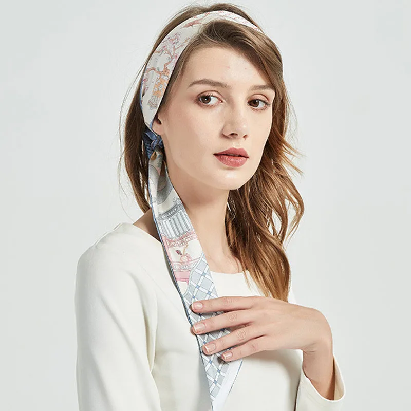 100% шелковый шарф пояс женский длинный саржевый шелковая повязка для волос с